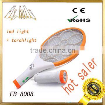 fly mosquito bug zapper racket with led torch led light