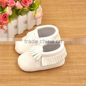 factory fringe pu leather moccasins bow baby shoes wholesale