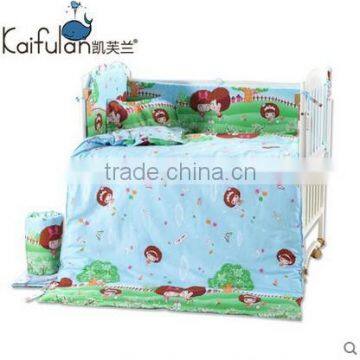 100% Cotton Cartoon Baby 4 Pieces Sets Bedding Around Bumper With Removable Washing
