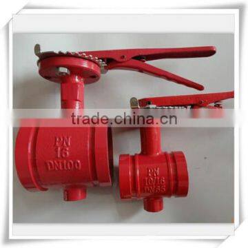 ANSI with 45# steel pin and nubber disc grooved type butterfly valve