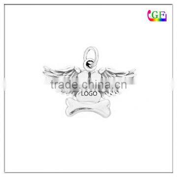 Zinc alloy Silver plated paw print angle wing bone pendant