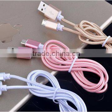 Nylon Woven USB Cable for V8 micro usb data cable for HTC Sony Xiaomi smart phone