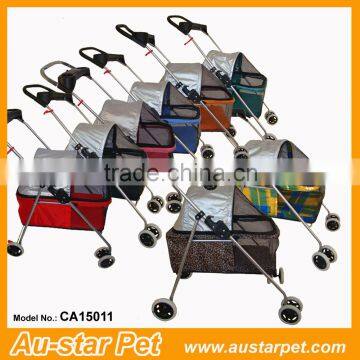 Factory Price Customized Four Wheels Ventilating Dog Cat Trolleys Pet Strollers, Pet Outdoor Carriers