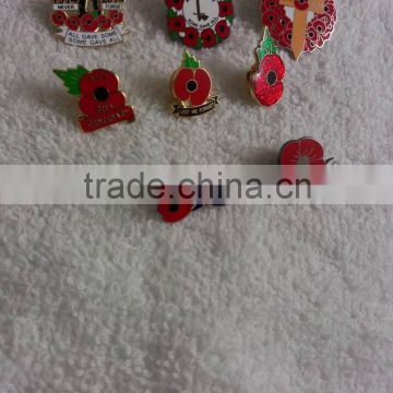 Nice loonking poppy badge, flower lapel pin, lapel pin metal crafts