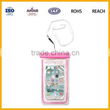 pvc waterproof drawstring mobile smartphone cell phone bag