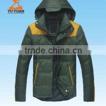 Mens latest fashionable windproof down jacket with detachable hood