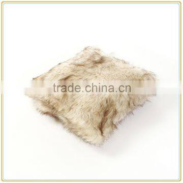 Hot Sales Champagne Fox Faux Fur Pillow 18" X 18" Made In China