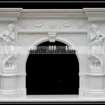 Hand-carved Natural Indoor Marble Fireplace Mantel