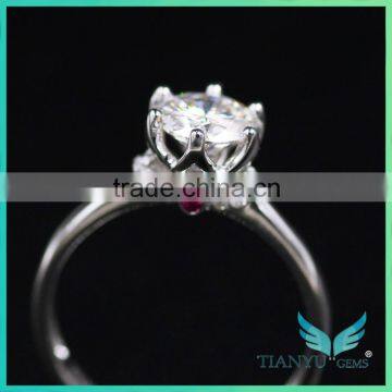 Perfect Cut Diamond Accents Women's Band 1CT Center Moissanite Lab Grown Diamond Ring,with Small Ruby Wedding Ring Band photo-3