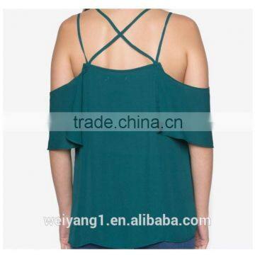 Cold Shoulder Flare Top Woman Off Shoulder Multicolor Blouses photo-4