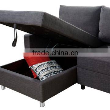 Fashion L Shaped Fabric Folded Sofa Cum Bed Design With Storage