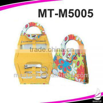 Hot! Cute flower pattern handbag shape kit 6PCS manicure set