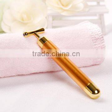T Shaped Mini Hanheld Vibrating Massager Roller 24K Gold Beauty Massage Bar Facial Anti-wrinkle Roller photo-5