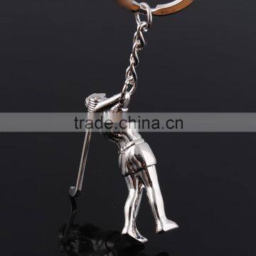 Wholesale sport man figure metal key chains/Golf metal key chains