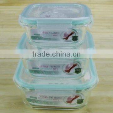 Glass bowl with plastic lid 3pcs set