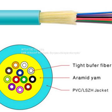 2/4/6/8/10/12 Core Tight Buffer Fiber Optic Indoor Distribution Cable GJFJV with Aramid Yarn