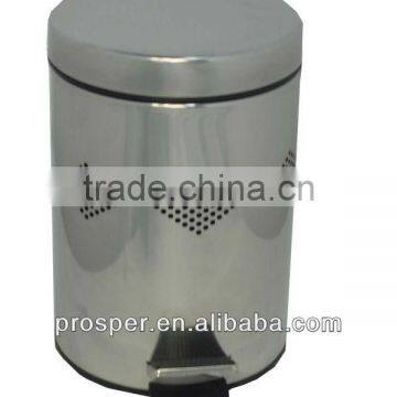 5L round cover stainless steel step waste bin