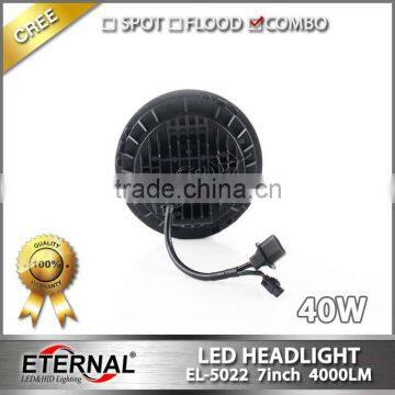 97-16 Jeep Wrangler TJ JK 7" Round 40W LED Headlight Red Blue Purple Pind Amber Halo Ring Harley Motorcycle Headlamp photo-4