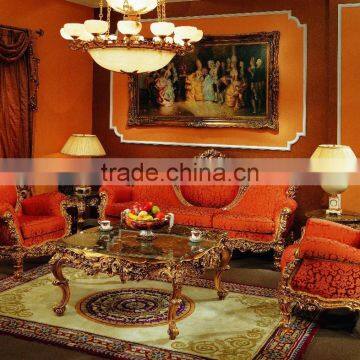 Luxury Decorated Living Room Wooden Sofa Set Covered by Lint in Black Color photo-4