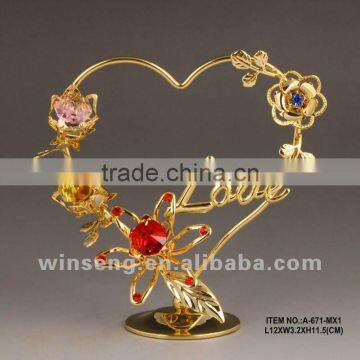 24K Gold Plated Love Heart with Flower for Gifts