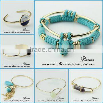 High Quality Fashion Bohemian Artificial Semi-precious Stones Turquoise Bracelet