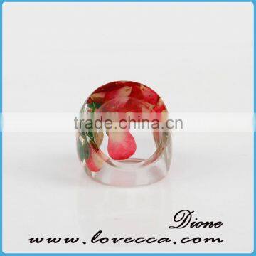 Rose Flower Resin Ring Newest Deisgn Clear Resin Real Flower Ring Jewelry photo-5