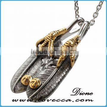 Popular High Quality Jewelry Claw Feather Never Fade Stainless Steel Pendant for Men and Women photo-2