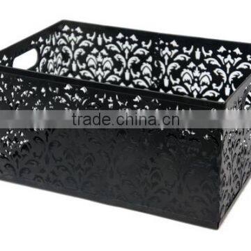 Office Desk Metal Punched Storage Basket With Twin Handles photo-2