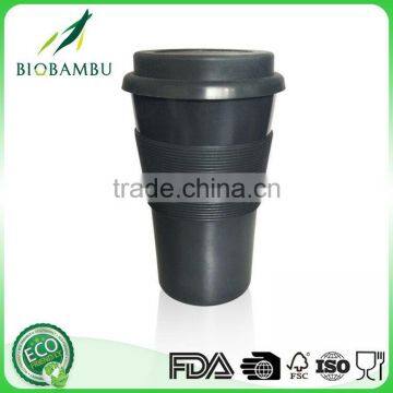 Pretty Design Degradable Wholesale Bamboo Fiber Coffee Cup With Silicone Lip and Sleeve photo-2