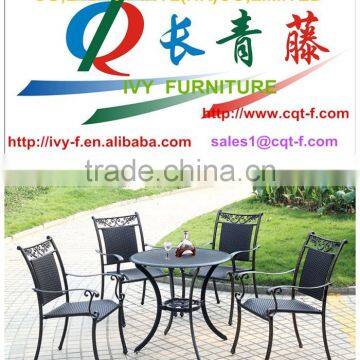 Patio furniture outdoor dining sets cast aluminum table and chairs in alu and PE/rattan wicker