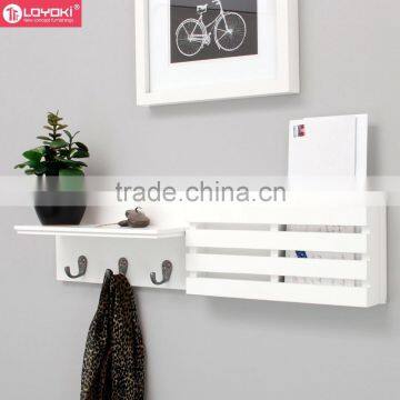 Wall Shelf and Mail Holder with 3 coat wall Hooks creative home furniture entryway rack floating shelf