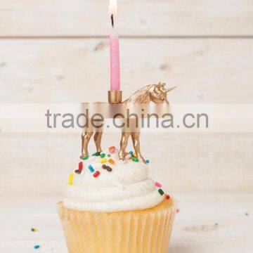 Gold Unicorn Candle Holder Kids Cute Party Decor