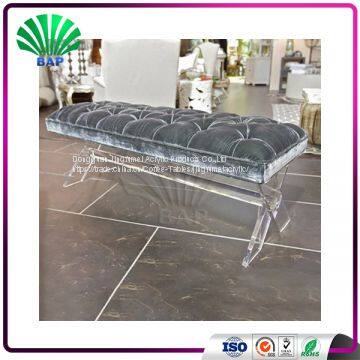 Luxury Bedroom Furniture Soft Cover Clear Lucite Bench Plexiglass Sex Sofa Chair With Acrylic Legs photo-3