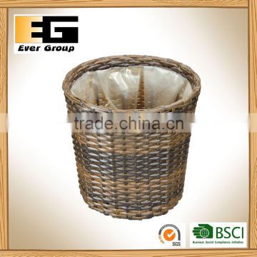 Decor Gardening Planter Classic Round PE Rattan Basket with PVC Liner