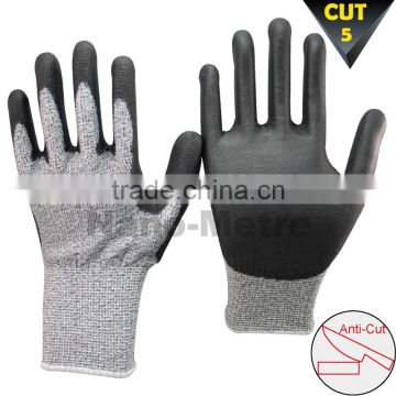 NMSAFETY DMF free pu coated cut resistant gloves EN 388 4543