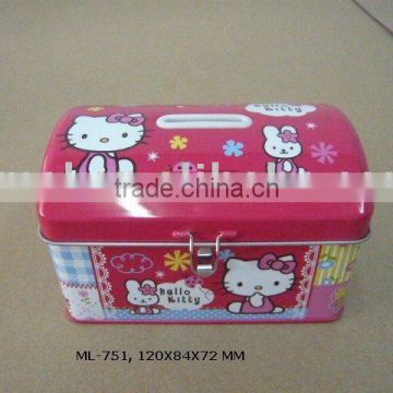 Tin Coin Box with Lock