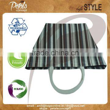 New Design Cotton Canvas Tote Bag With Open Hanging Pocket - Multicolor Allover Stripe Print - Hot Print Bags photo-2