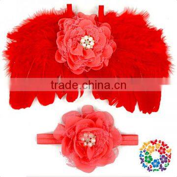 Solid Red Feather Wings Costume Cute Baby Girls Small Feather Angel Wings