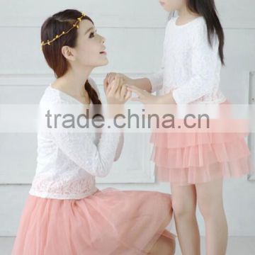 cute style lace dress for mother and daughter, mother and daughter dress clothing sets