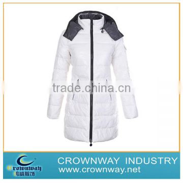 Duck Down Packable Lightweight Long Jacket Quilted Puffer White