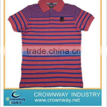 2013 new men rose red/blue striped short sleeve polo shirt