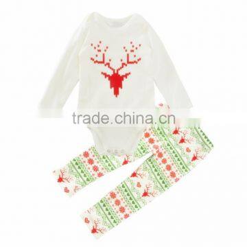 Infant and child boy and girl christmas deer print two piece clothing sets for 1-3 years