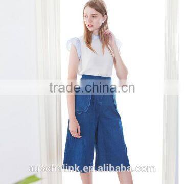 Latest Design High Waist Lady Fashion Classic Blue Jeans Pants photo-3