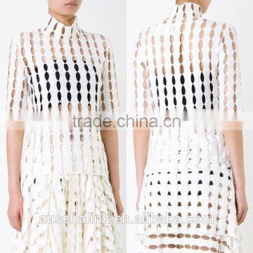 New Style Girls Fashion Cutting High Neck Blouse Wholesale OEM Service photo-6