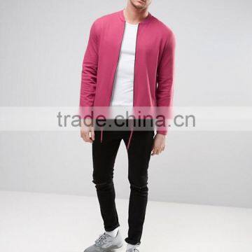 2017 Manufacturer High Quality New Design Durable Baseball Collar 100% Cotton Sweat Pink Casual Men Running Bomber Jacket photo-4