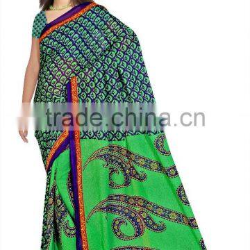Digital Flower Printed Saree in Mix Color photo-4