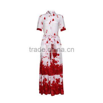Maxnegio Elegant Maxi Long Sleeve Floral Print Dresses for Beach Dress photo-6