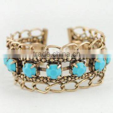 Retro Style Big Turquoise Gold Bangle Yiwu Wide Turquoise Cuff Bangle for Rock Jewelry photo-5