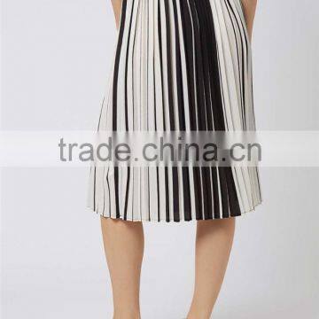 Factory Made Stripe Pleated Midi Skirts Chiffon Pleated Fashion Skirts White And Black Wholesale Skirts photo-5