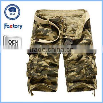 custom 2016 new arrival printed camo 3/4 cargo pants men half pants